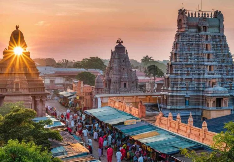 Amravati cityscape highlighting its rich cultural heritage and modern progress, with historical landmarks and ongoing development.