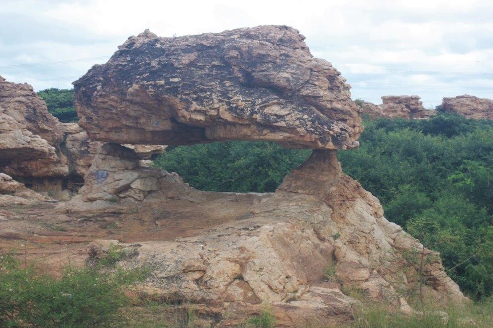 Scenic landscape of Orvakallu Rock Garden with natural granite formations.